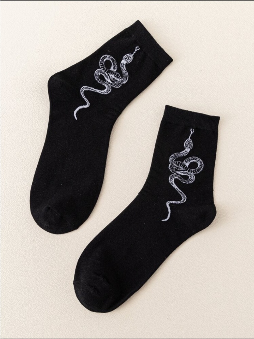 Black Snake Graphic Crew Socks - Men's Casual Socks